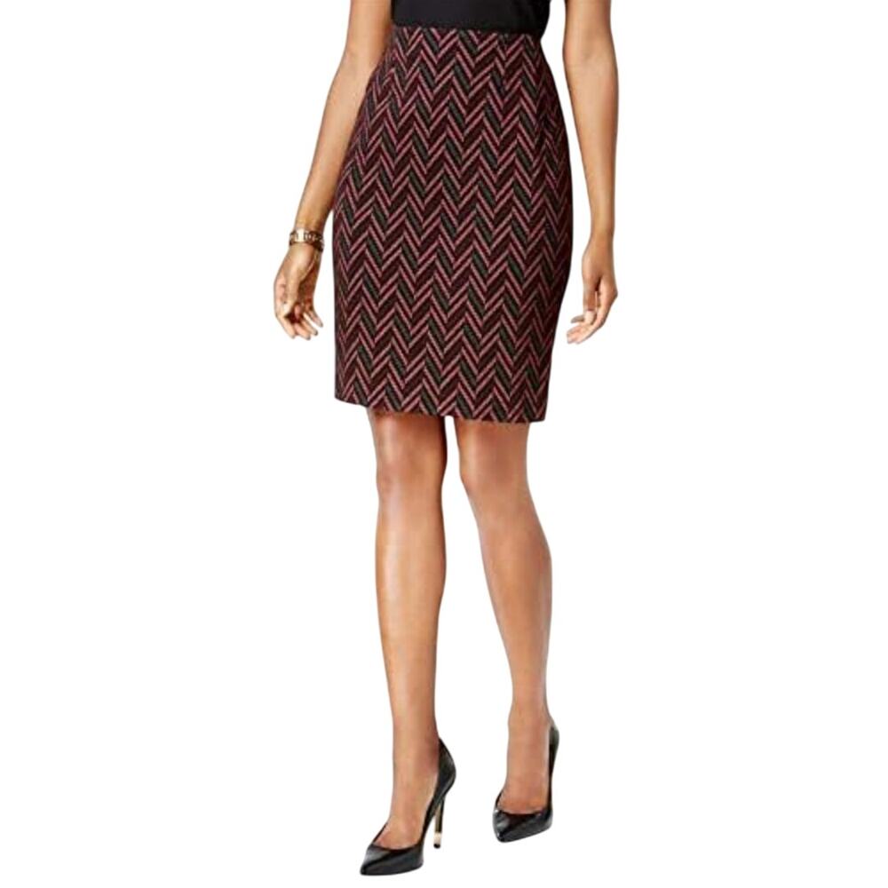 Kasper Chevron Pencil Skirt Plus Size 18 Red Black Multi Office Career Wear NWT